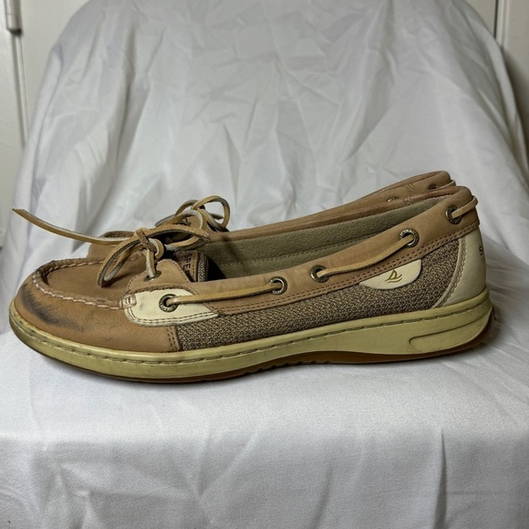 Sperry Topsider Angelfish Varsity Boat Linen Oat Leather Shoes Size 8 - Picture 8 of 12